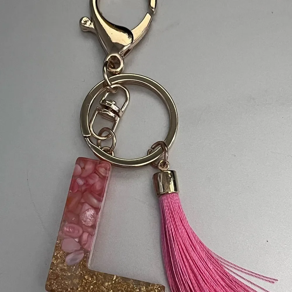 Initial Letter Keychains with Tassel, Charms for Key Purse Handbags Backpacks